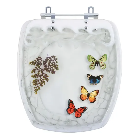 Tampa Vaso Decorada Borboletas Stylus Branco P/ Louça Celite Foto 1