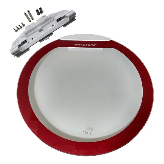 Tampa Vidro + Base Dobradica Maquina Brastemp Bwg11 Bwg11a Cor Transparente Foto 1