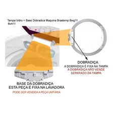 Tampa Vidro + Base Dobradica Maquina Brastemp Bwg11 Bwg11a Cor Transparente Foto mini 2