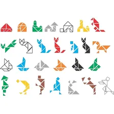 Tangram Com 10 Jogos 70 Peças Quebra Cabeça Infantil Foto mini 2