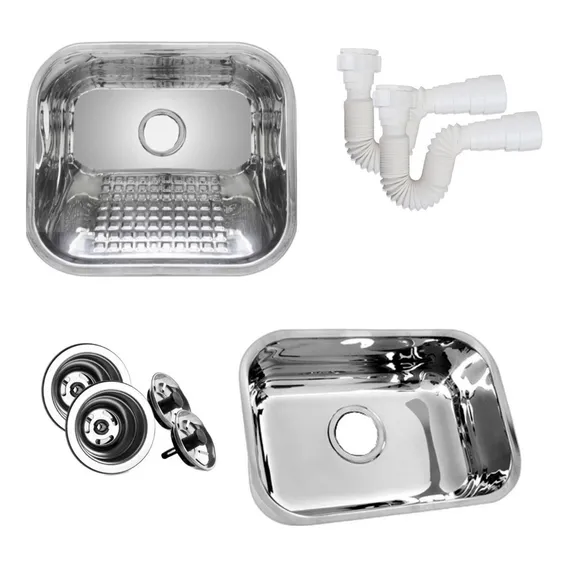 Tanque Inox 40x34 304 + Cuba Inox N1 46x30x17 430 Polido Foto 1