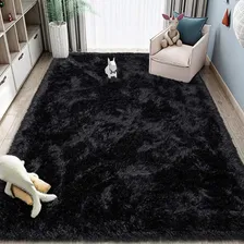 Tapete 150x200 Peludo Felpudo 40mm Mageal Alto Padrão Cor Preto. Desenho Do Tecido Mesclado Shaggy Foto mini  3