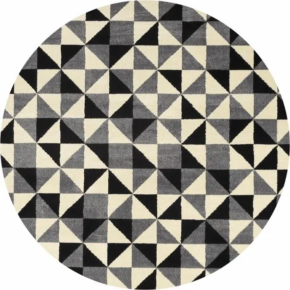 Tapete Aspect Black Tiles 1m Redondo Geometrico 100cm Cor Preto Foto 1