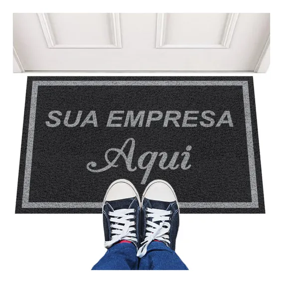 Tapete Capacho 5 Un 100x60 Personalizado Logo Loja Comércio Comprimento 100 Cm Cor - Desenho Do Tecido Trama Vinílica 13mm Largura 60 Cm Foto 1