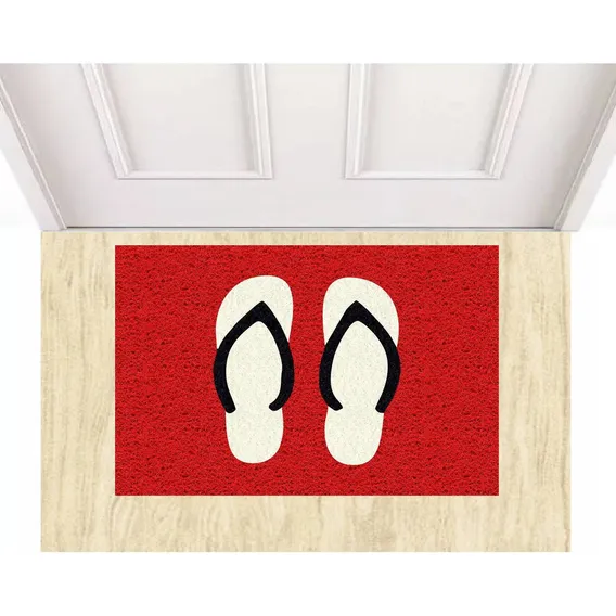 Tapete Capacho Chinelo 60x40 Cm Cor Vermelho Foto 1