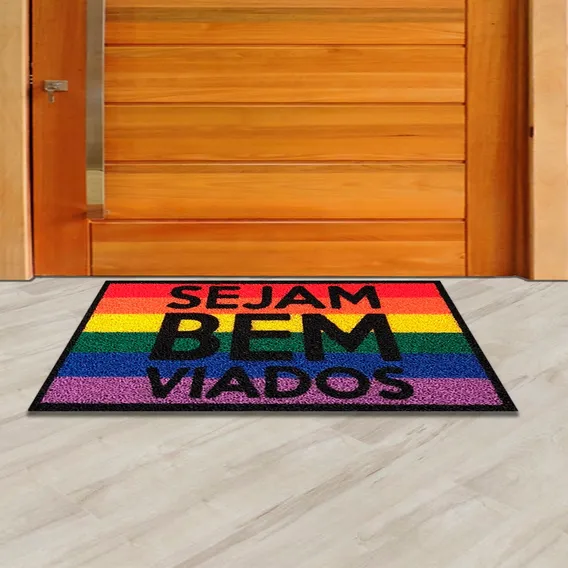 Tapete Capacho Legal Divertido Cor Diversas Tapete Sejam Bem Viados - De 60cm X 40cm Foto 1