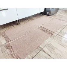 Tapete Caramelo Mesclado Cozinha Artesanal Algodão 3 Peças Foto mini 3