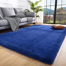 Tapete Carpete 2,00x 1,50 Felpudo Peludo Sala Marrom Escuro Cor Azul Foto  mini 1