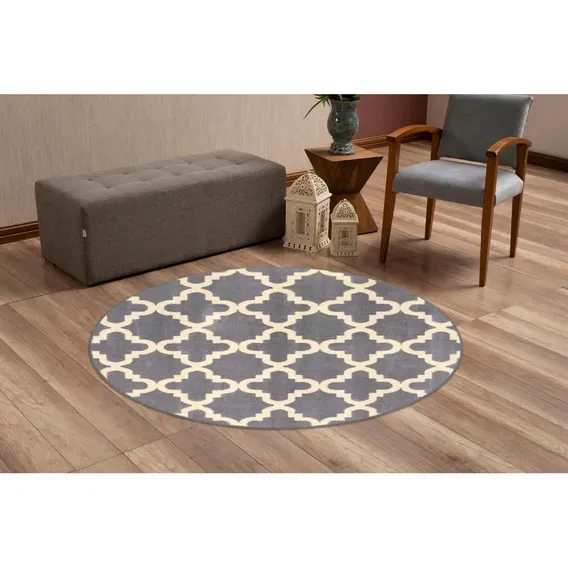 Tapete Celestine Prata 1,5m Redondo Geometrico 150cm Herat Foto 1