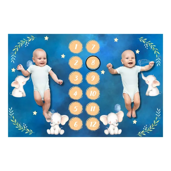 Tapete Cenário Foto Lençol Mesversário Bebê Gêmeos Menino Foto 1