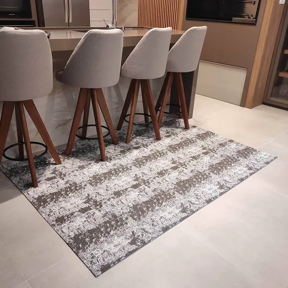 Tapete Cinza Mesclado 200x135cm Antiderrapante Retangular Al Foto 1