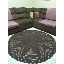 Tapete Crochê Vivi Crochet Crochê Redondo Cor Marrom Geométrico Foto mini 1
