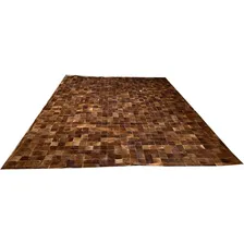 Tapete De Couro Marrom Castanho 3,00x4,00 Com Borda Peça 10 Desenho do tecido tapete Couro de boi, tapete couro de vaca Foto mini 1