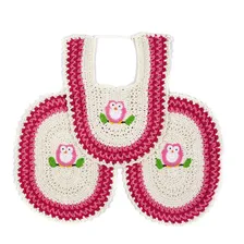 Tapete De Croche Jogo Banheiro 3pç Bordado Coruja Artesanal Cor Rosa Foto mini  2
