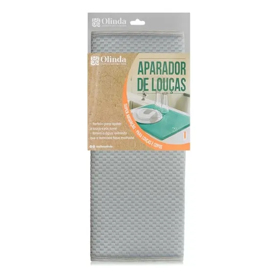 Tapete Escorredor De Louças Microfibra Cozinha Prático Cinza Foto 1