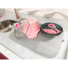 Tapete Escorredor De Louças Microfibra Cozinha Prático Cinza Foto mini 4