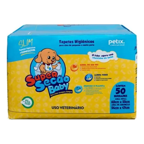 Tapete Higiênico Super Secão Baby Slim 50 Unidades Petix Foto 1