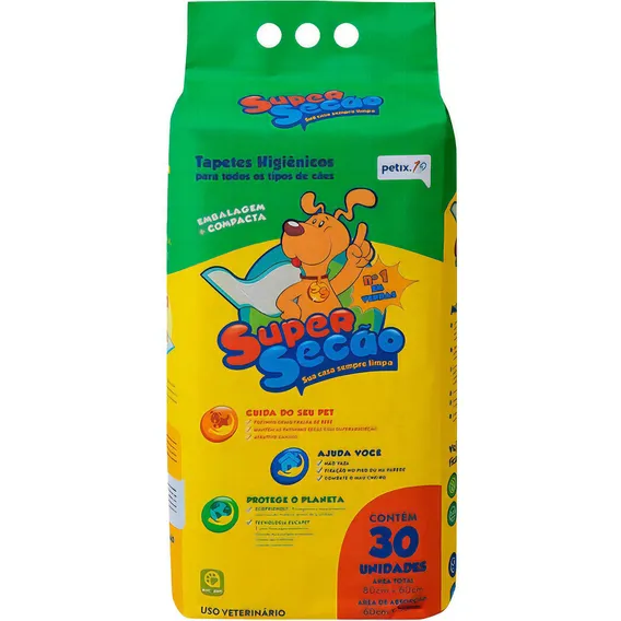 Tapete Higiênico Super secão 80x60cm 30 unidades Foto 1