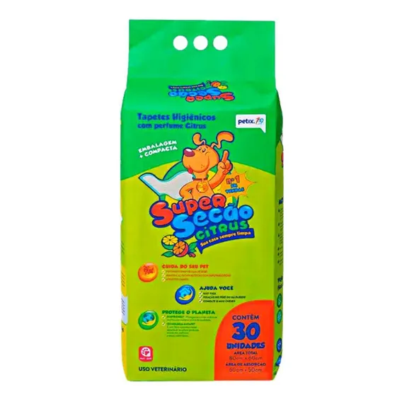 Tapete Higiênico Super Secão Citrus Com 30 Unidades Kit-3 Foto 1