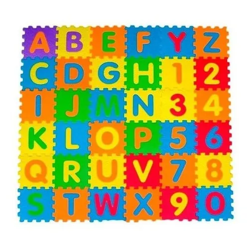 Tapete Infantil Tatame Eva Letras E Numeros 36 Peças 9x9 Cm Foto 1
