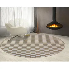 Tapete Para Sala Redondo 1,5m Colmeia Bege Marfim Geometrico Foto mini 1