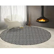 Tapete Para Sala Redondo 200 Cm Grego Preto Prata Geometrico Foto mini 1