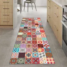 Tapete Passadeira Cozinha Mosaique 180x60 Antiderrapante Cor Vermelho Foto mini 1