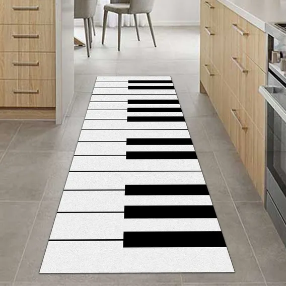 Tapete Passadeira Cozinha Piano Antiderrapante 160x50 Cor Branco Foto 1