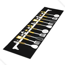 Tapete Passadeira De Cozinha 160x50 Antiderrapante Desenho Do Tecido Cutlery Foto mini 2