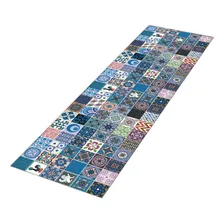 Tapete Passadeira De Cozinha Mosaique 180x50 Antiderrapante Cor Azul Foto mini 2