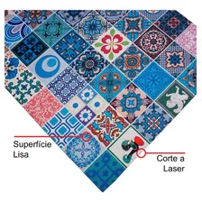 Tapete Passadeira De Cozinha Mosaique 180x50 Antiderrapante Cor Azul Foto mini 4