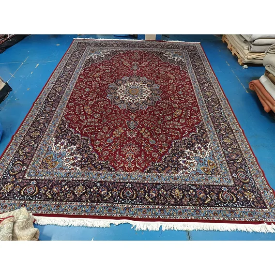 Tapete Persa Kashan 3x4m Vermelho Iraniano 4x3m Industrial Desenho Do Tecido 400x294cm Foto 1