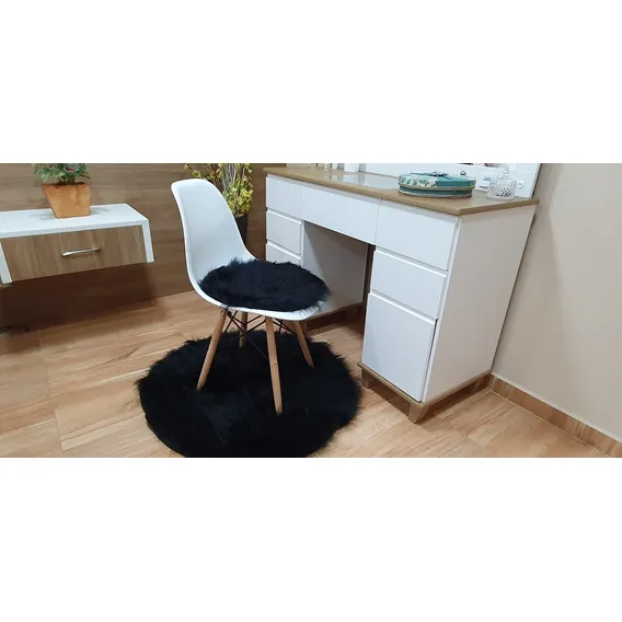 Tapete Redondo Em Pelucia Pelo Alto De 7cm Com Forro 90cm Cor Preto Desenho Do Tecido Redondo Com Forro Foto 1