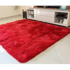 Tapete Sala 2,00x2,40 Peludo Felpudo 40mm Shaggy Luxo+brinde Cor Vermelho Foto mini 1