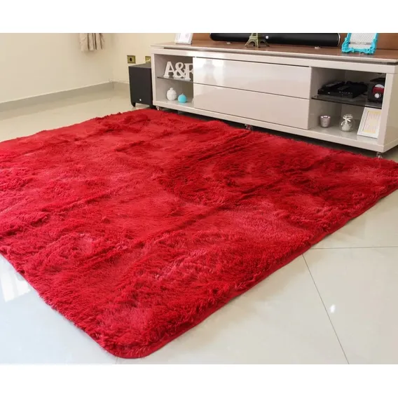 Tapete Sala 2,00x2,40 Peludo Felpudo 40mm Shaggy Luxo+brinde Cor Vermelho Foto 1