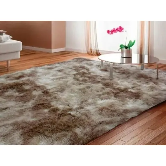 Tapete Sala Peludo Felpudo Luxo 2,00 X 1,50 Cor Caramelo Mesclado Foto 1