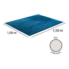 Tapete Sala Quarto 100 X 150 Azul Jeans Peludo Macio Classic Desenho Do Tecido Liso Foto mini  3
