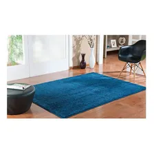 Tapete Sala Quarto 100 X 150 Azul Jeans Peludo Macio Classic Desenho Do Tecido Liso Foto  mini 1