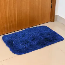 Tapete Sala Quarto 60x40 Shaggy Luxuoso Peludo Fofinho Azul Foto  mini 1