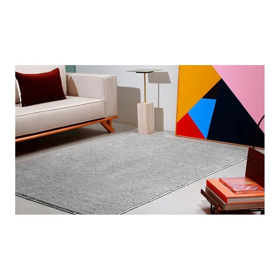 Tapete Sala Quarto Classic Peludo 200 X 300 Cinza Desenho do tecido Liso Foto 1