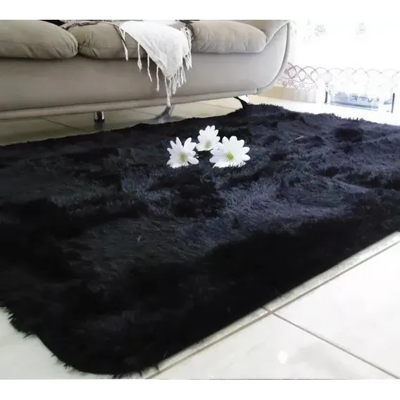 Tapetes Sala Peludo Grande Tapete Felpudo 2,00 X 2,50 Cor Preto Foto 1