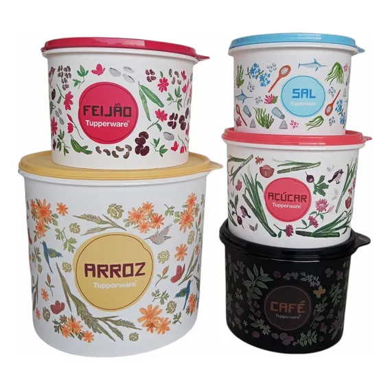 Tapoer Jogo Mantimento Tupperware 5 Arroz 5 Kg Cor Floral Foto 1