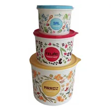 Tapoer Jogo Mantimento Tupperware 5 Arroz 5 Kg Cor Floral Foto mini 4