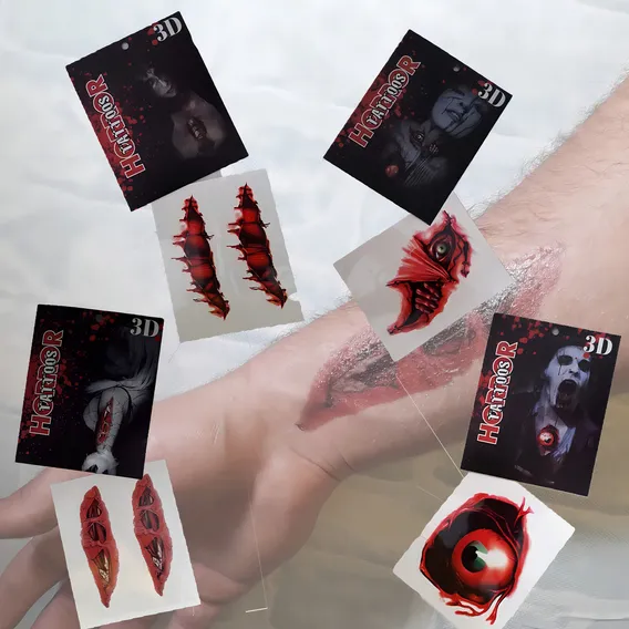 Tatuagem 3d Temporárias Halloween Assustadora Sortidas Foto 1