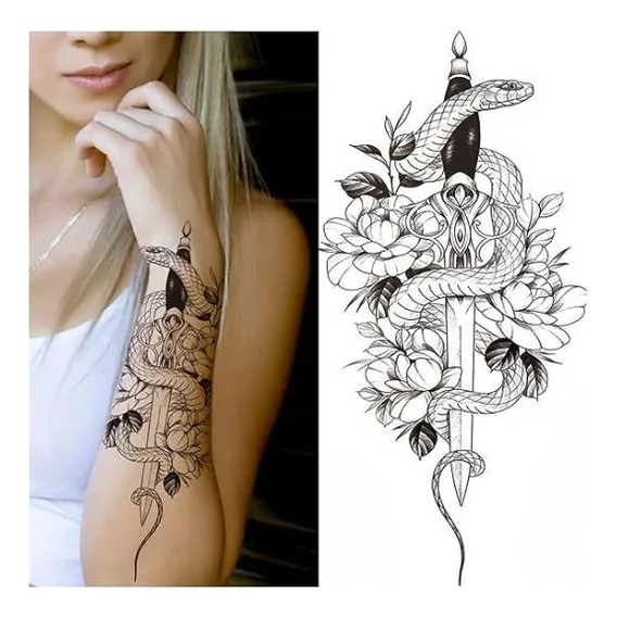 Tatuagem Temp. Adaga Preta Serpente - Tattoo Temp Foto 1