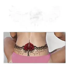 Tatuagem Temporária Flor Adaga Cintura Barriga Sexy Foto mini 1