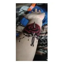 Tatuagem Temporária Flor Adaga Cintura Barriga Sexy Foto mini 2