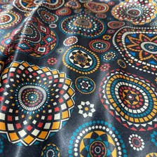 Tecido Cetim Estampa Mandala Indiana 1,40x1,00m Yoga Zen Cor Preto Foto mini  2
