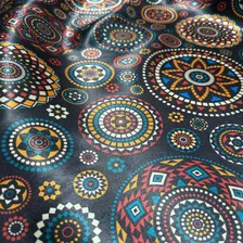 Tecido Cetim Estampa Mandala Indiana 1,40x1,00m Yoga Zen Cor Preto Foto mini 4