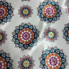 Tecido Cetim Estampa Mandala Indiana 1,40x1,00m Yoga Zen Cor Branco Foto mini 2